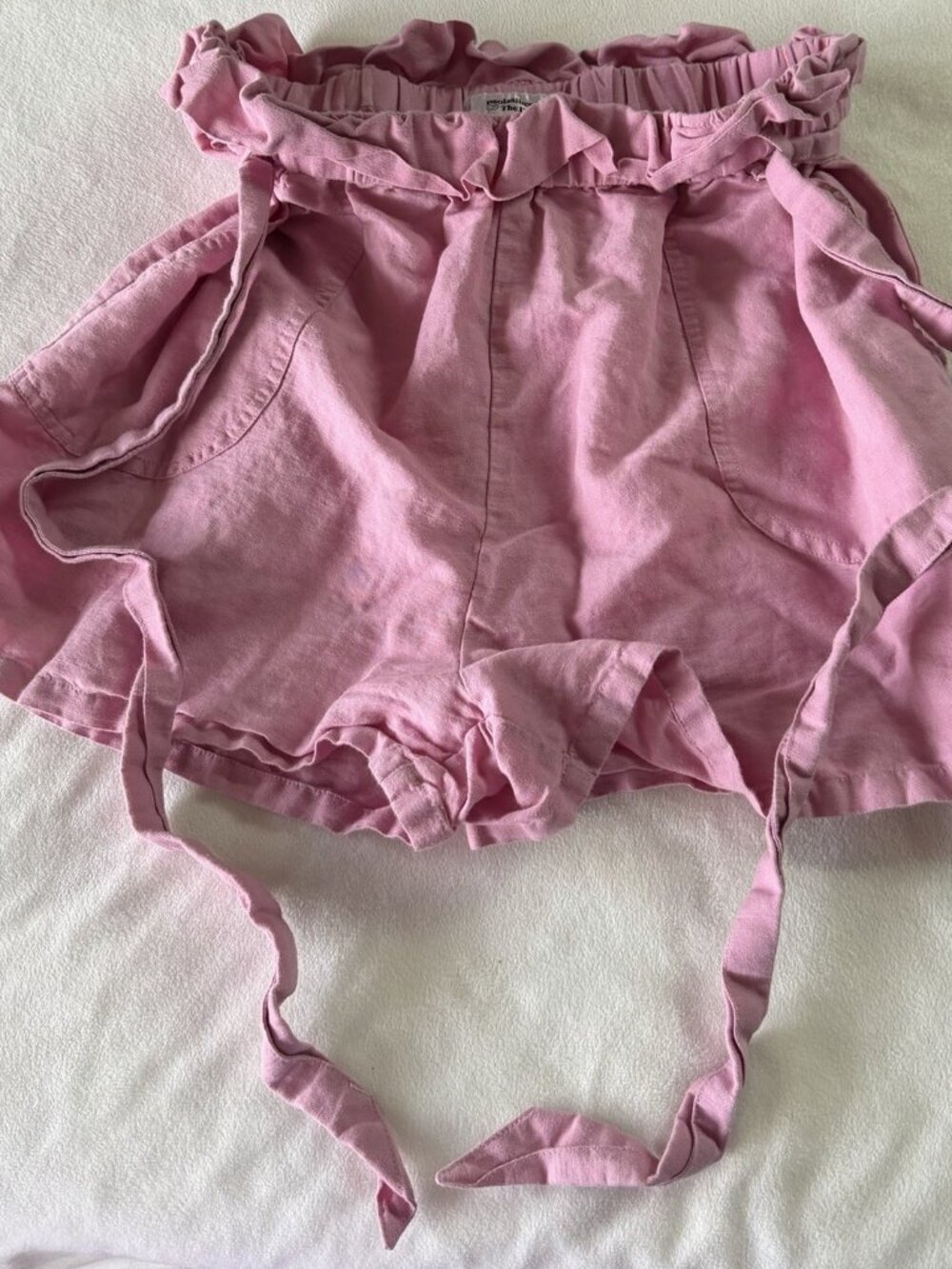 Paola Alberdi x The Drop Pink Paperbag Linen Blend Shorts Size Small